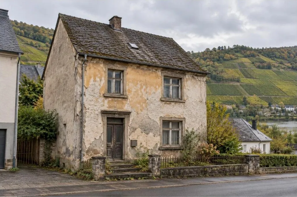 Maison avant travaux, enduit fissuré